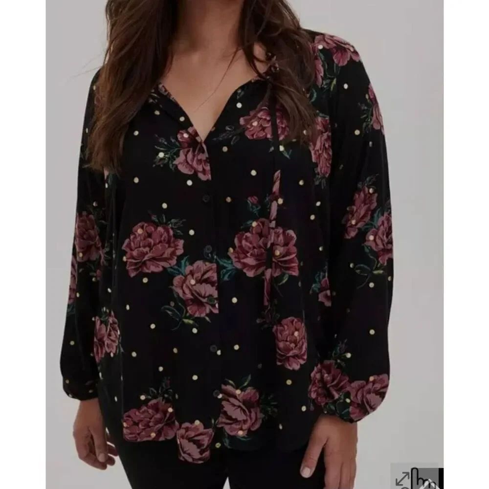 Torrid 3X Crinkle Gauze With Lurex Peasant Blouse